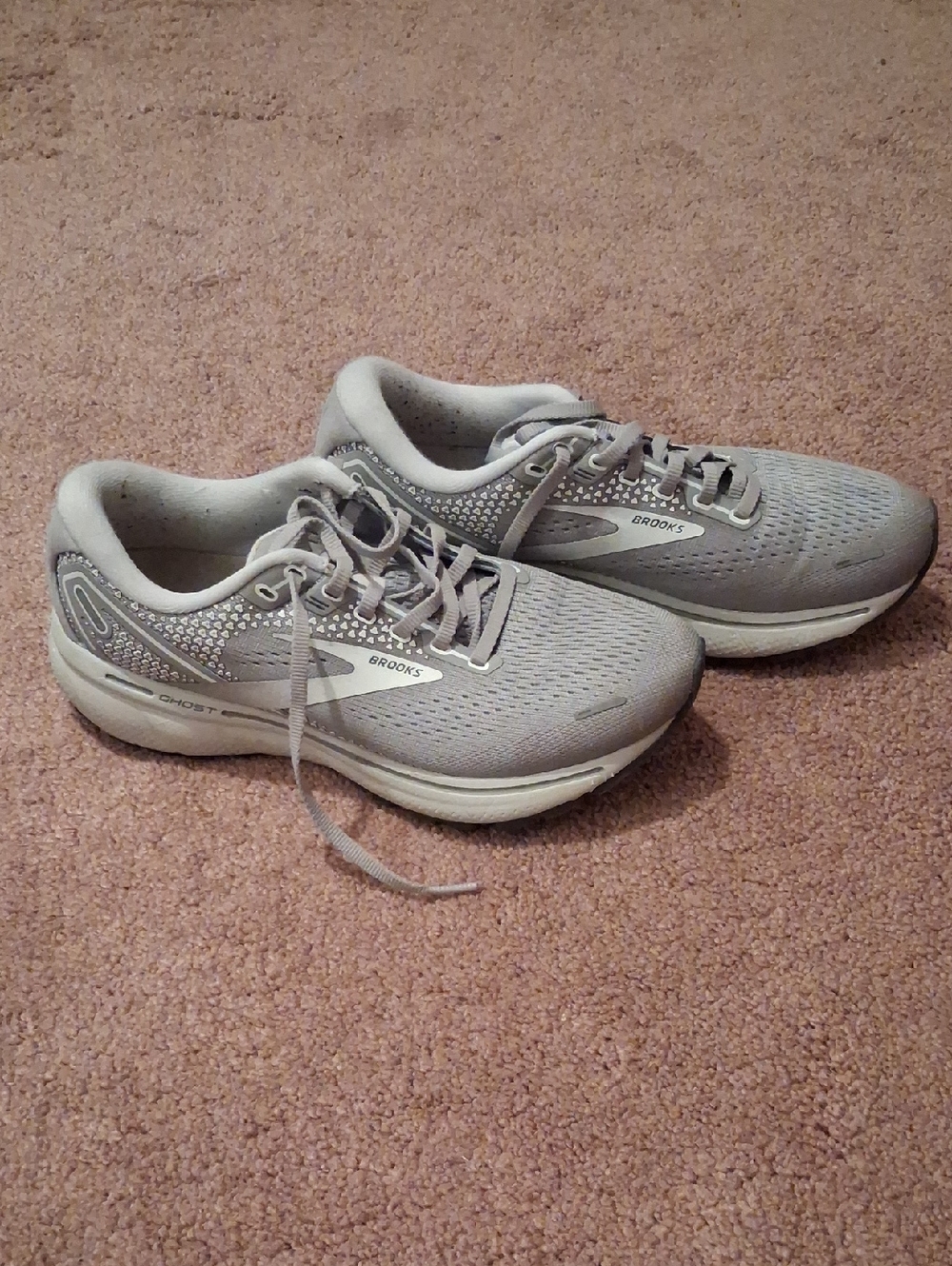 Brooks gray and white men’s running shoes